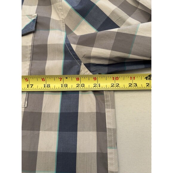 UNDER ARMOUR Tactical Shirt Mens Medium Blue Gray Plaid Button Up LS Performance - Picture 10 of 11